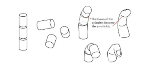 formas de dibujar los dedos con pequeños cilindros 