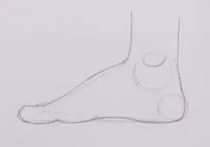mejorando el boceto del pie, agregando lineas curvas 