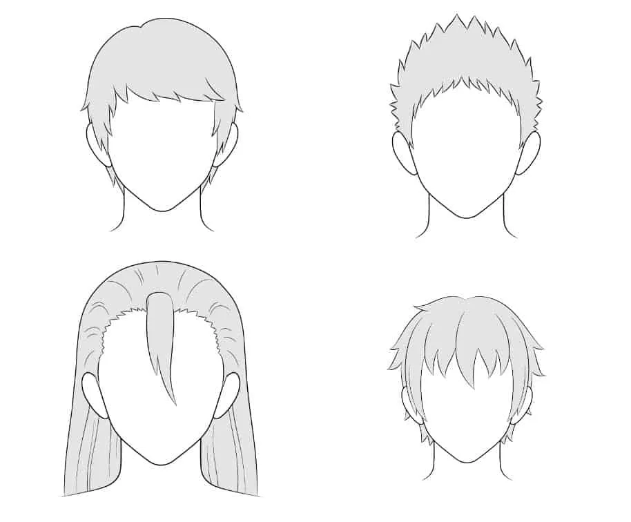 Como dibujar cabello anime y manga hombre 