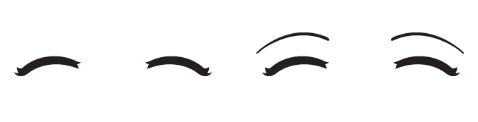 Ojos anime felices cerrados en forma de arco