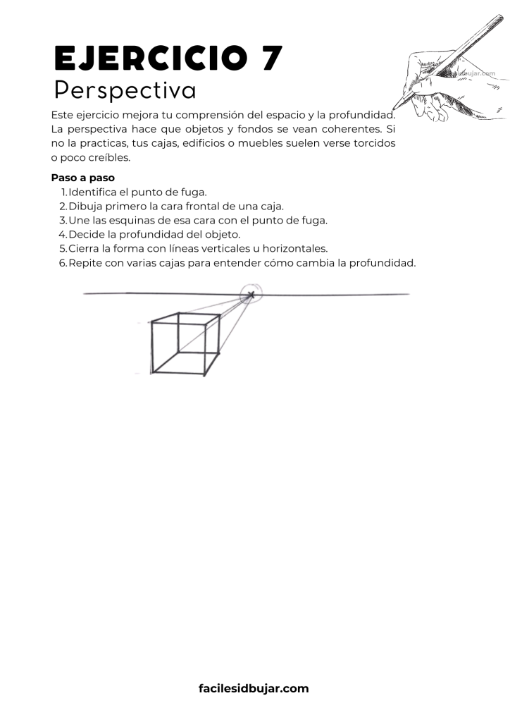 Hoja imprimible de perspectiva básica con puntos de fuga