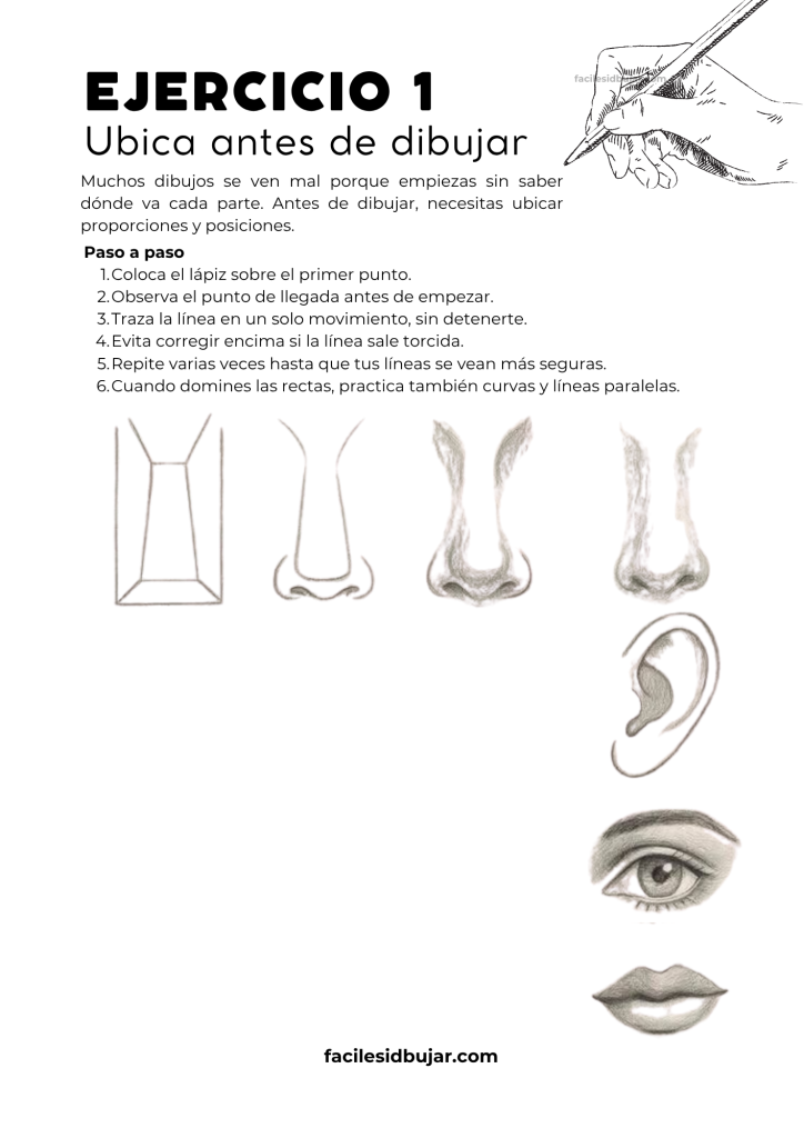 ejercicio para mejorar proporciones en dibujo desde cero ubicando formas básicas