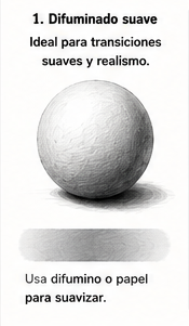 Ejemplo de difuminado suave aplicado a una esfera en dibujo realista