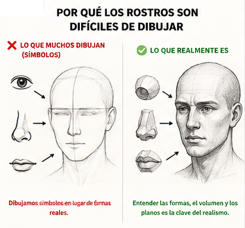 Cómo dibujar rostros entendiendo la diferencia entre símbolos y formas reales