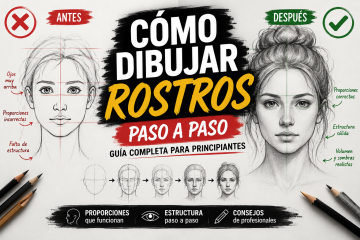 Cómo dibujar rostros paso a paso comparando un rostro mal construido y un rostro realista
