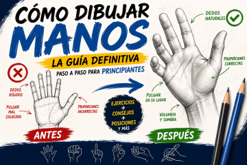 Cómo dibujar manos paso a paso con ejercicios, anatomía y diferentes posiciones